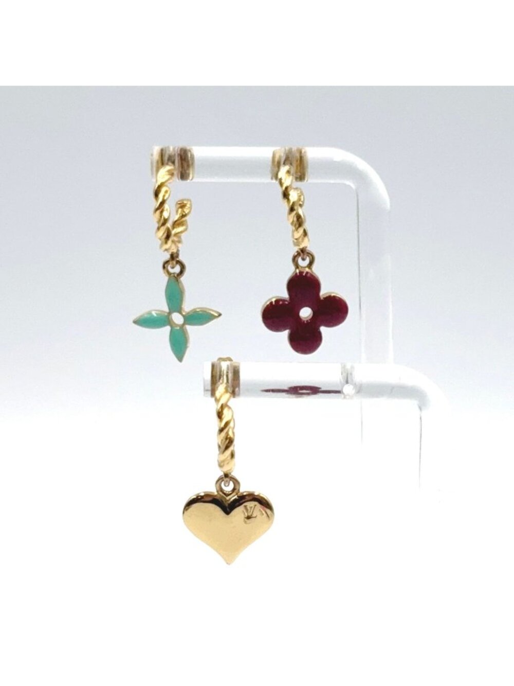 Louis Vuitton Boucle Doreille Sweet Monogram Earrings Set Enamel Gold